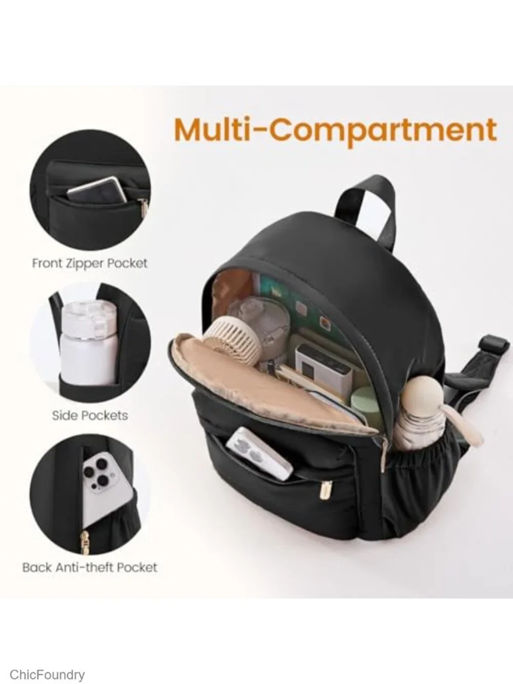 Mini Puffer Backpack Quilted Nylon Daypack Anti-Theft Travel Purse Women